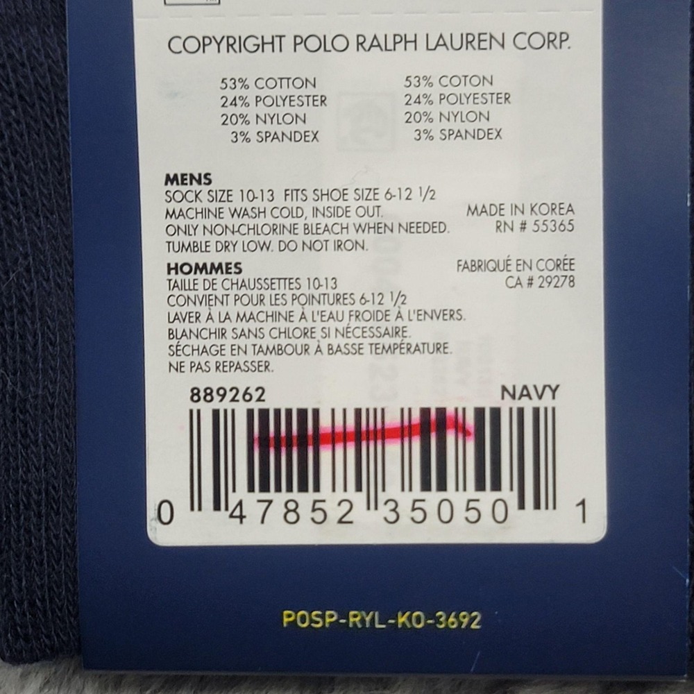 Polo Ralph Lauren Socks Mens 10-13 Navy Beach Vacation Bear Fish Crew Mid Calf - Picture 2 of 5